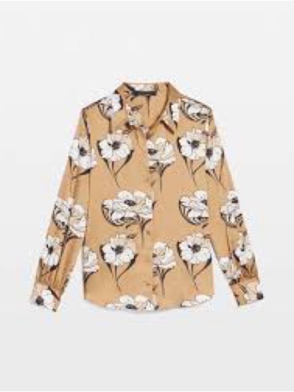 White House Black Market Tan Floral Button-Down Shirt (XS)